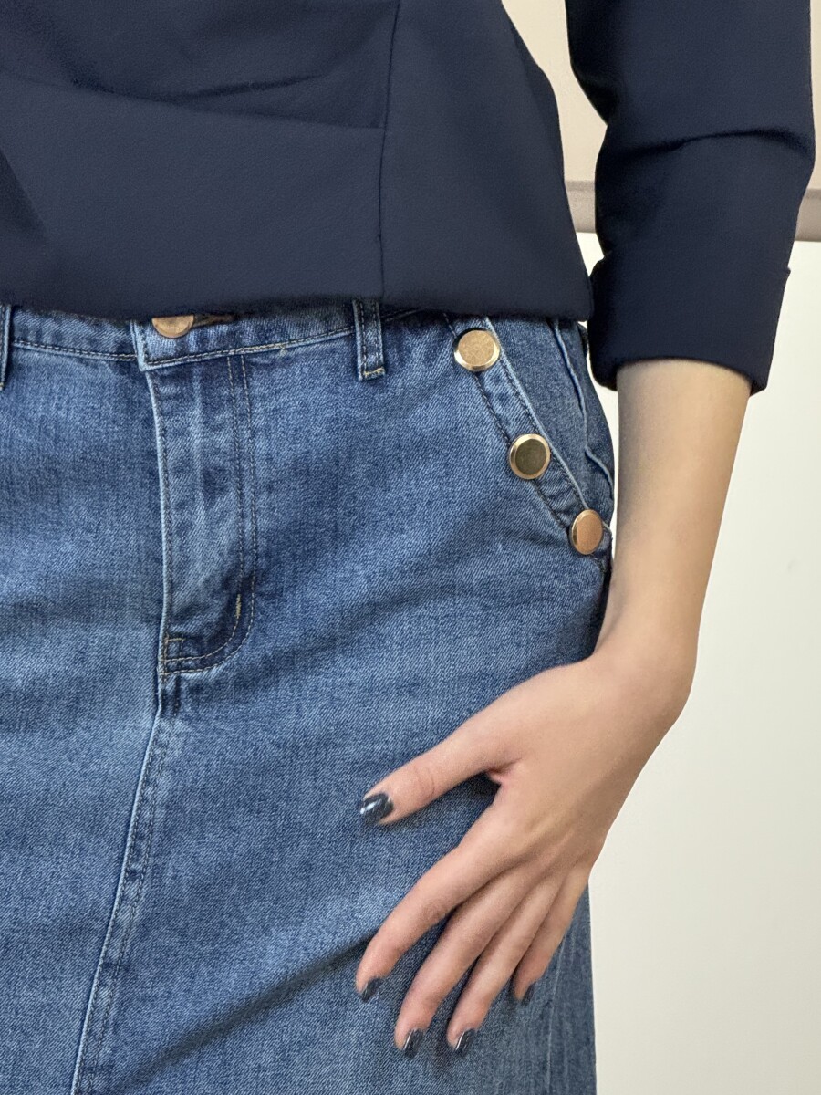 Farmerszoknya arany gombokkal - farmerkék - Kép 14