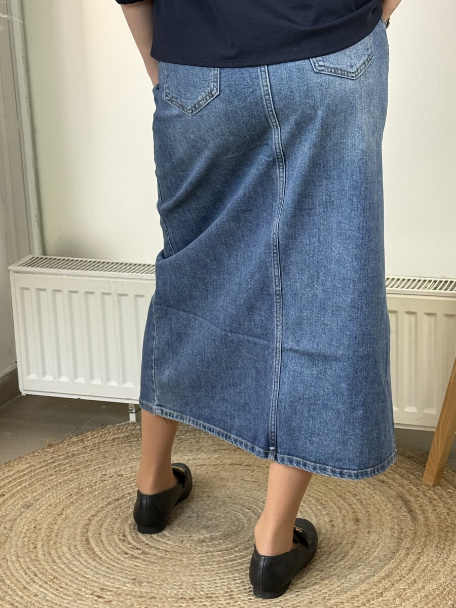 Farmerszoknya arany gombokkal - farmerkék - Kép 15