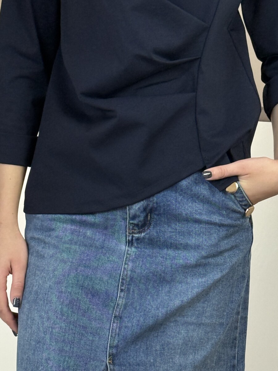 Farmerszoknya arany gombokkal - farmerkék - Kép 7