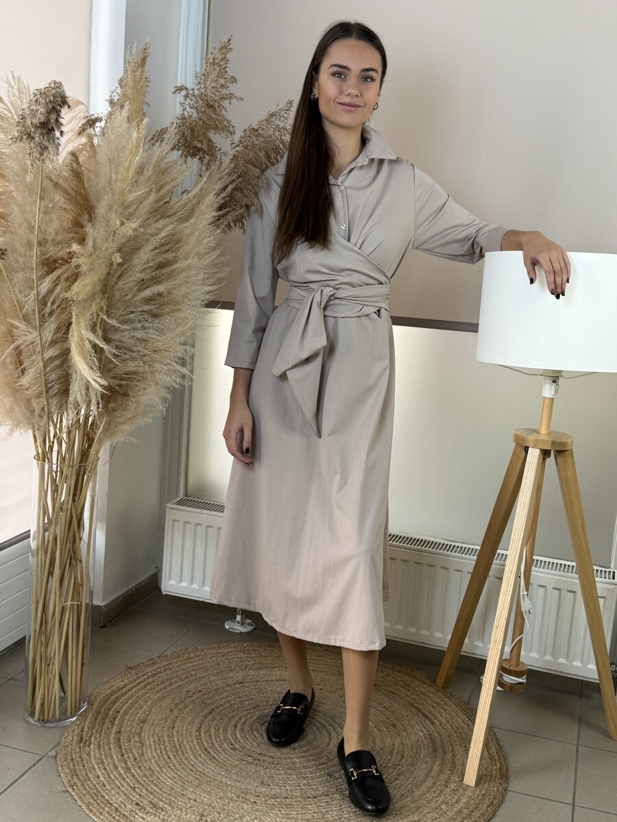 Átkötős zsebes maxi ruha