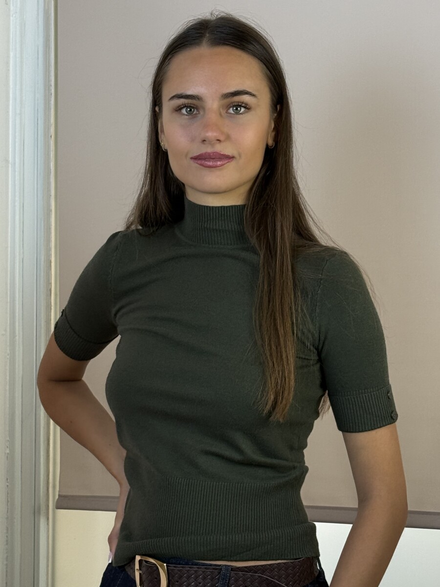 Rövid ujjú pulóver - khaki - Kép 5