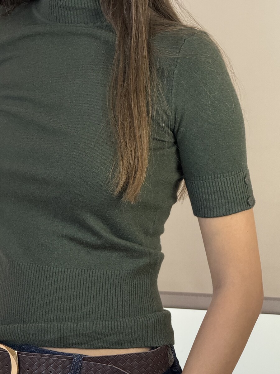 Rövid ujjú pulóver - khaki - Kép 4