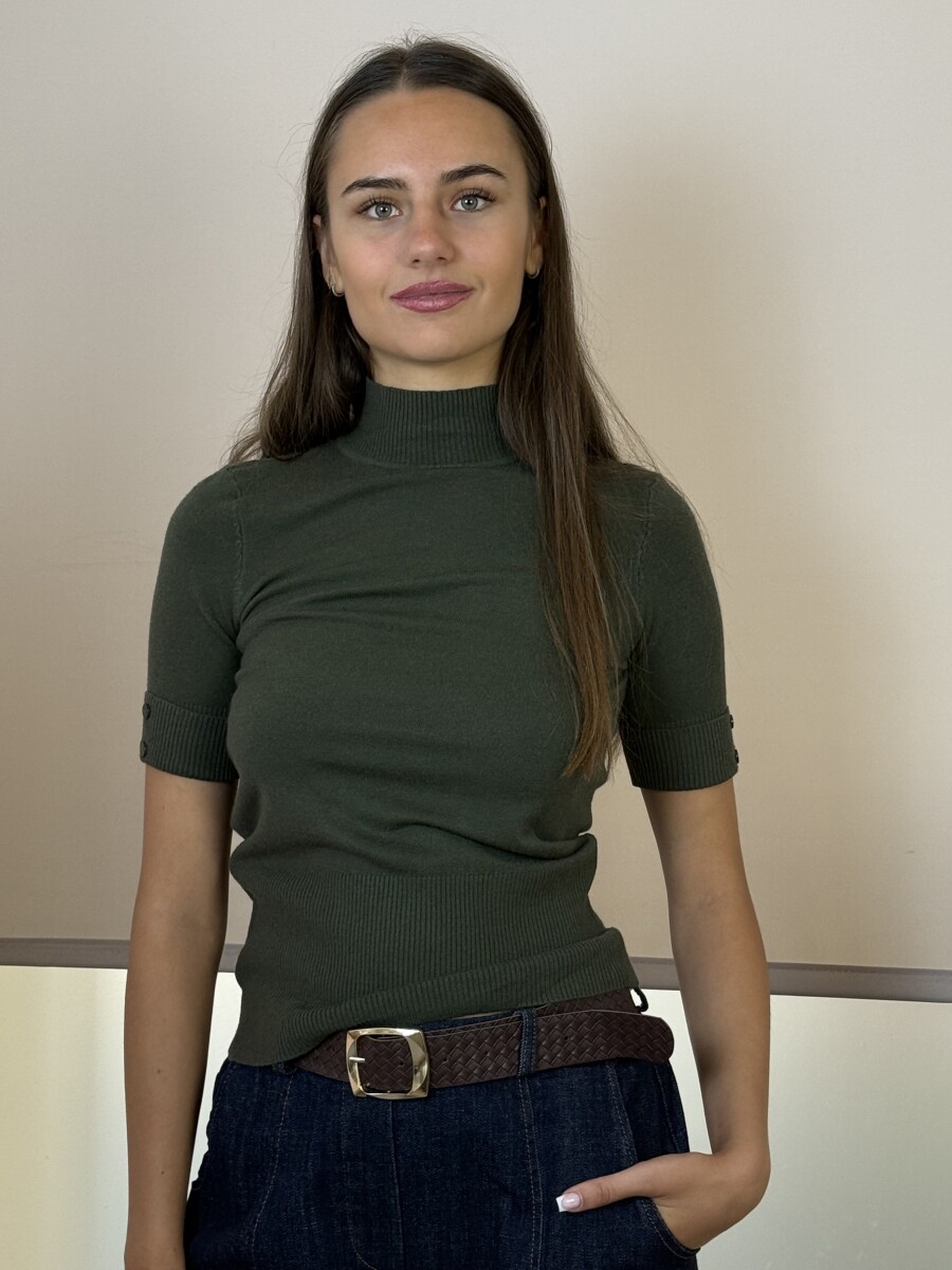 Rövid ujjú pulóver - khaki - Kép 9