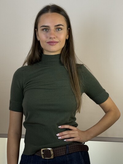 Rövid ujjú pulóver - khaki