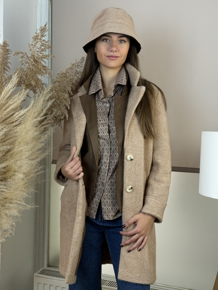 Cirmos szövetkabát - camel - Kép 2