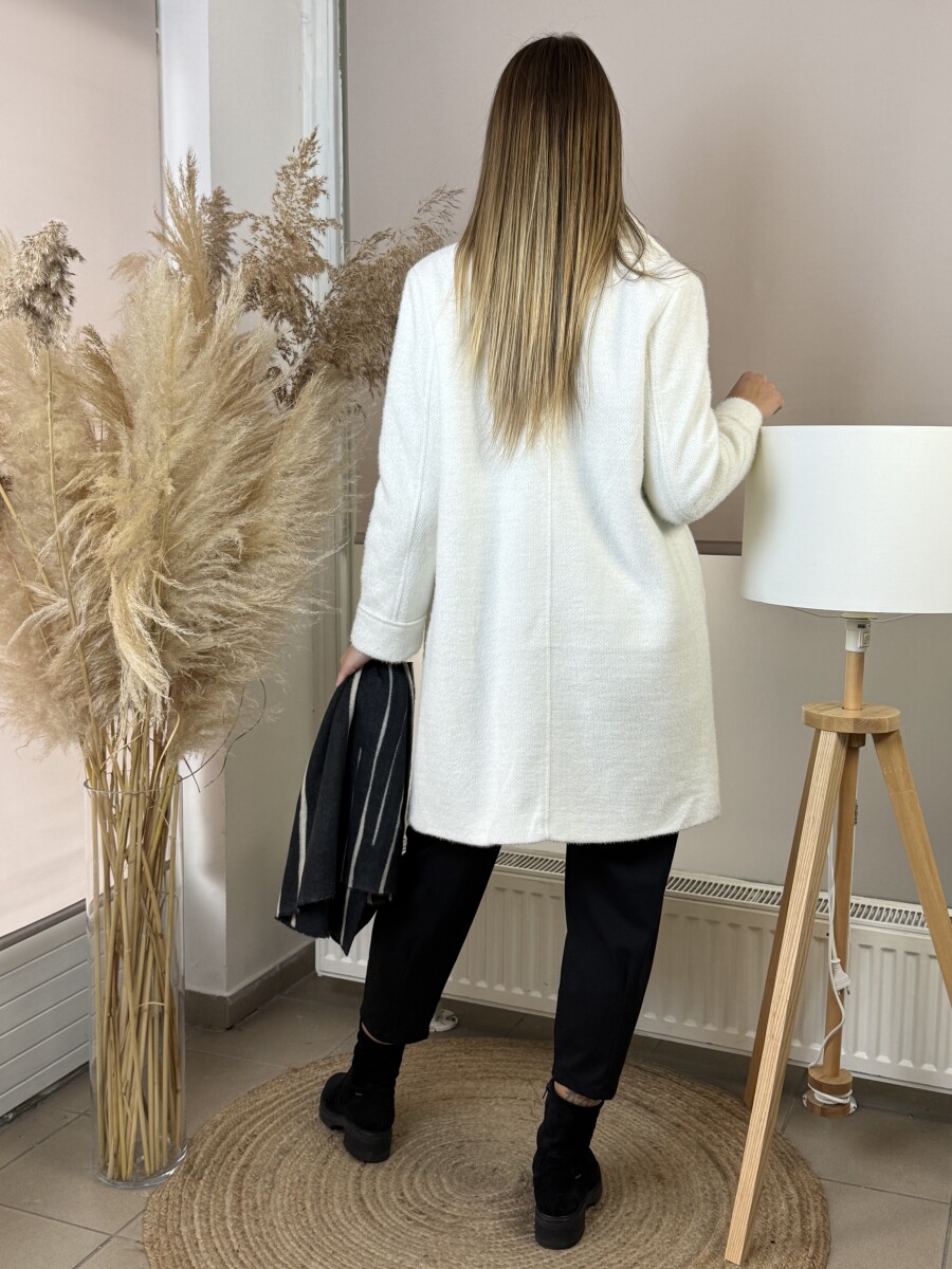 Cirmos szövetkabát - fehér - Kép 13