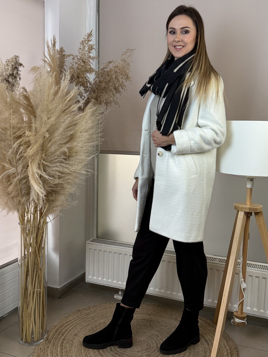 Cirmos szövetkabát - fehér - Kép 2