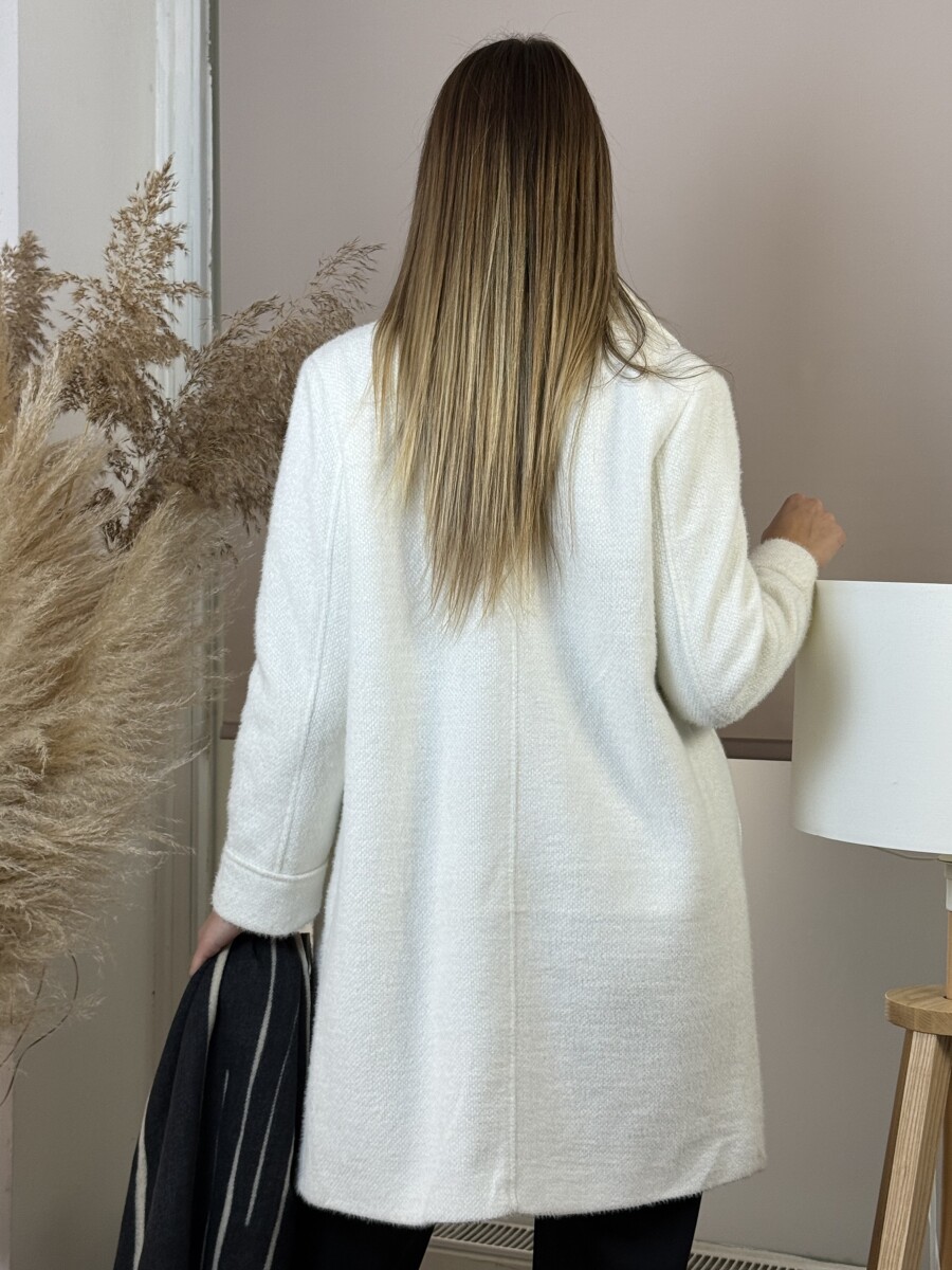 Cirmos szövetkabát - fehér - Kép 14
