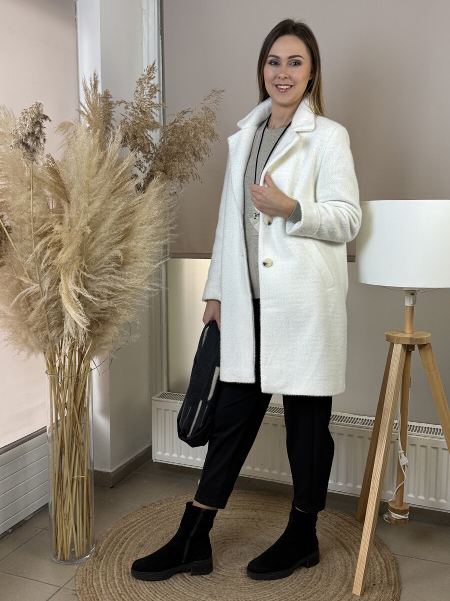 Cirmos szövetkabát - fehér - Kép 12