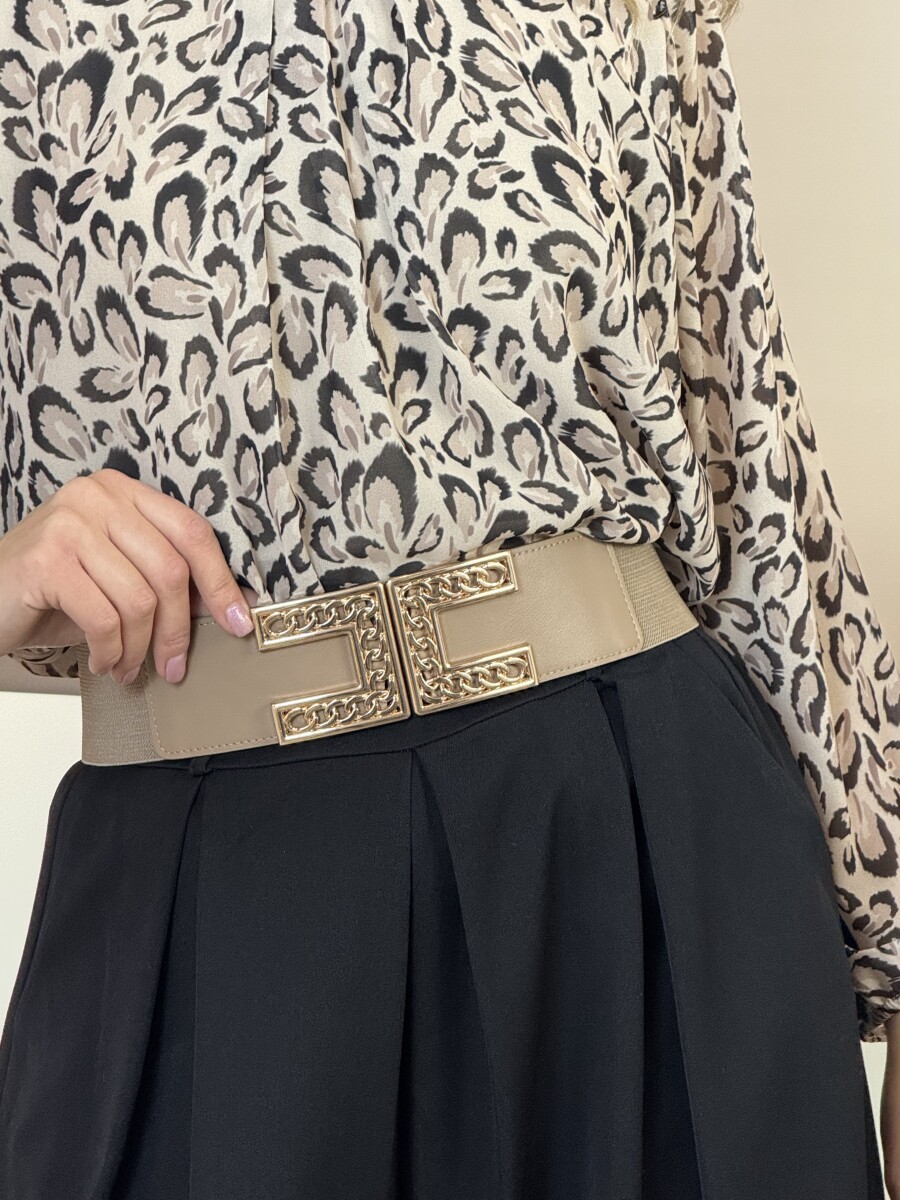 Gumis öv arany csattal - homok - Kép 9