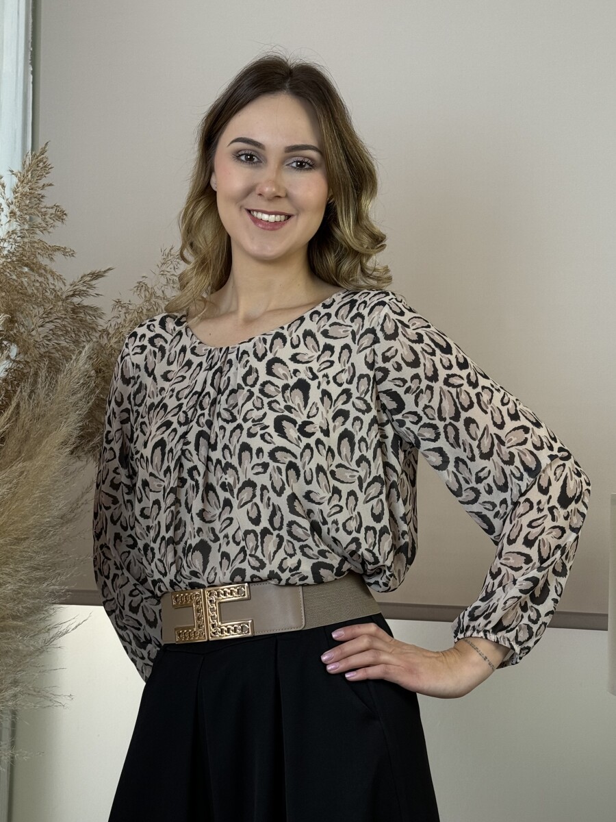 Gumis öv arany csattal - homok - Kép 2