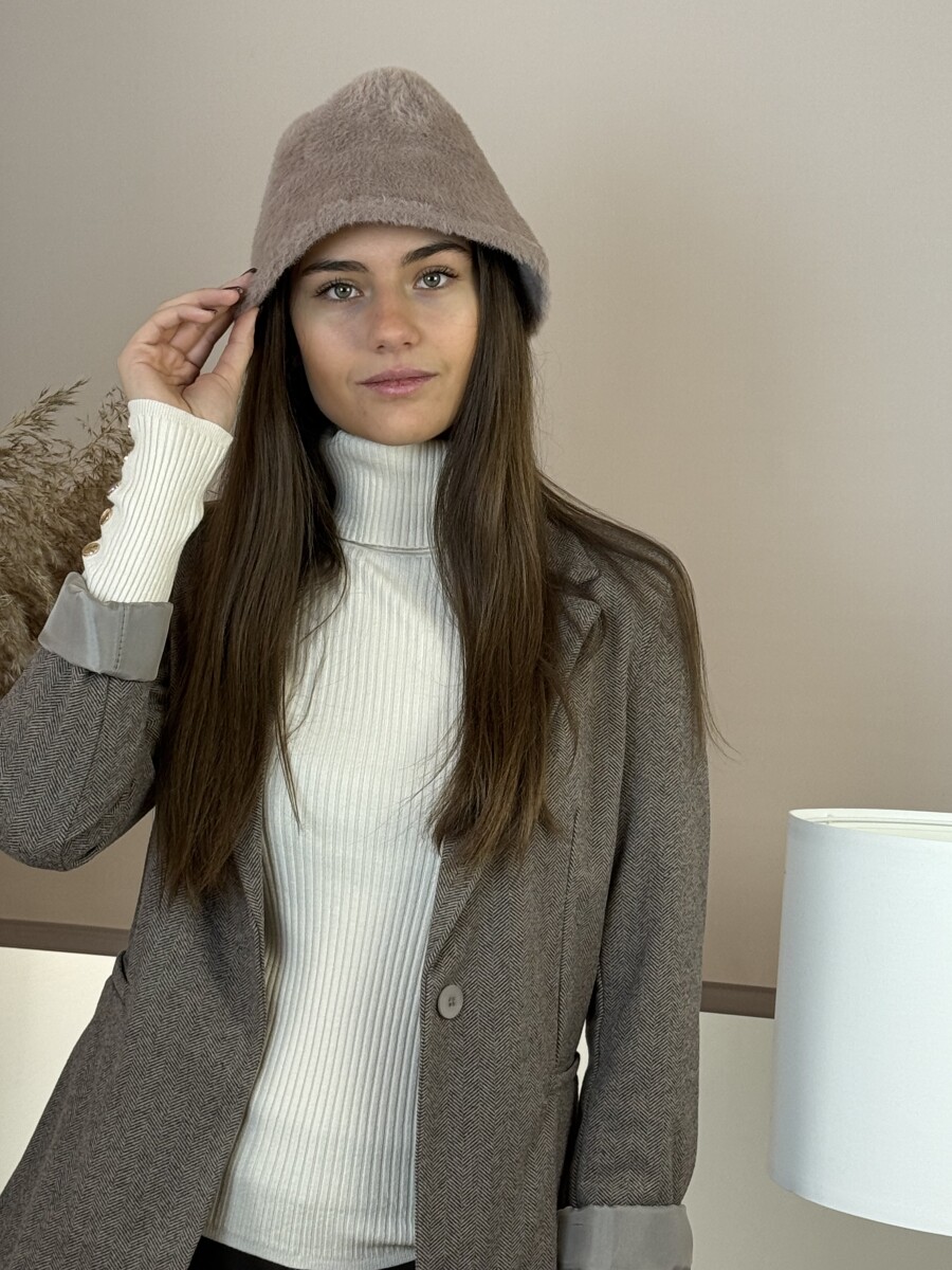 Szörme kalap - homok - Kép 6