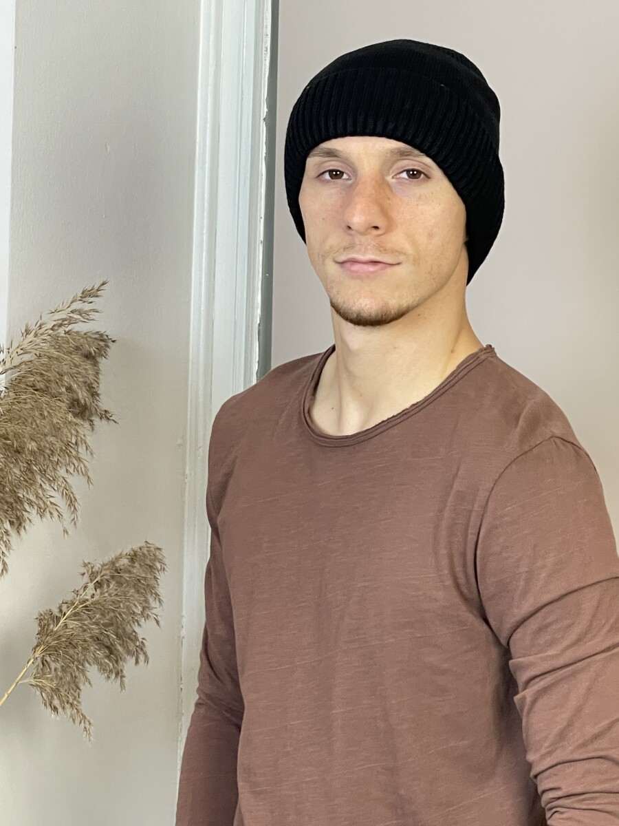 Kötött férfi sapka - fekete - Kép 1