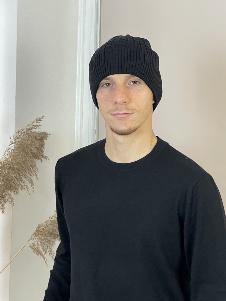 Kötött férfi sapka - fekete - Kép 2