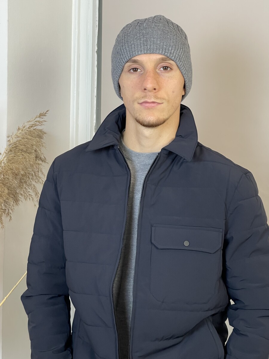 Férfi steppelt kabát - sötétkék - Kép 7