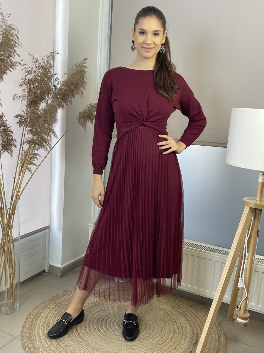 Kétrészes maxi ruha - bordó - Kép 1