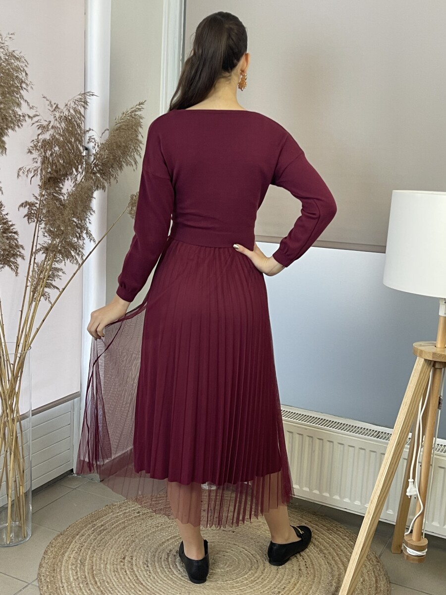 Kétrészes maxi ruha - bordó - Kép 11