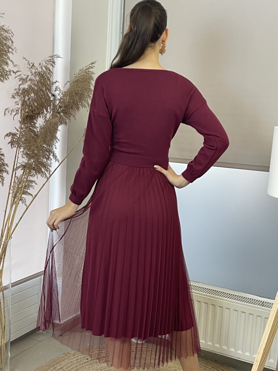 Kétrészes maxi ruha - bordó - Kép 13