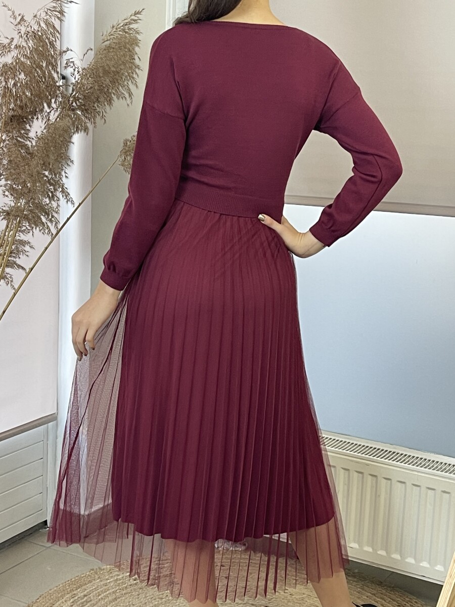 Kétrészes maxi ruha - bordó - Kép 14