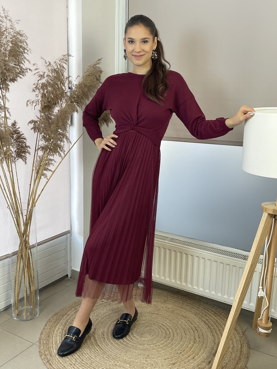 Kétrészes maxi ruha - bordó - Kép 12
