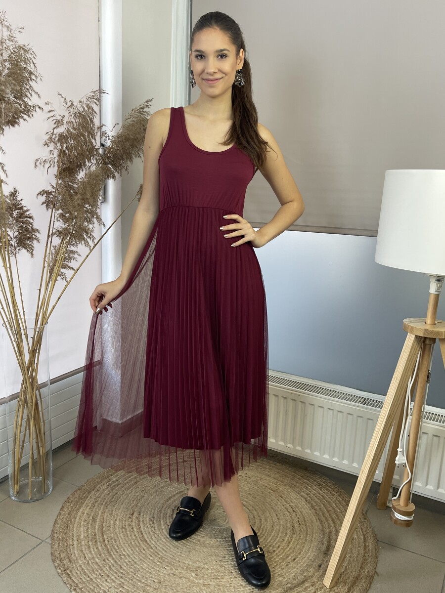 Kétrészes maxi ruha - bordó - Kép 16