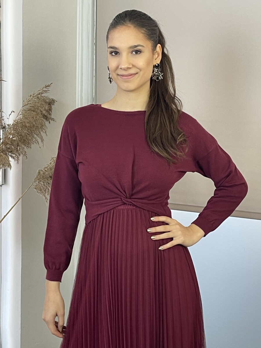 Kétrészes maxi ruha - bordó - Kép 3