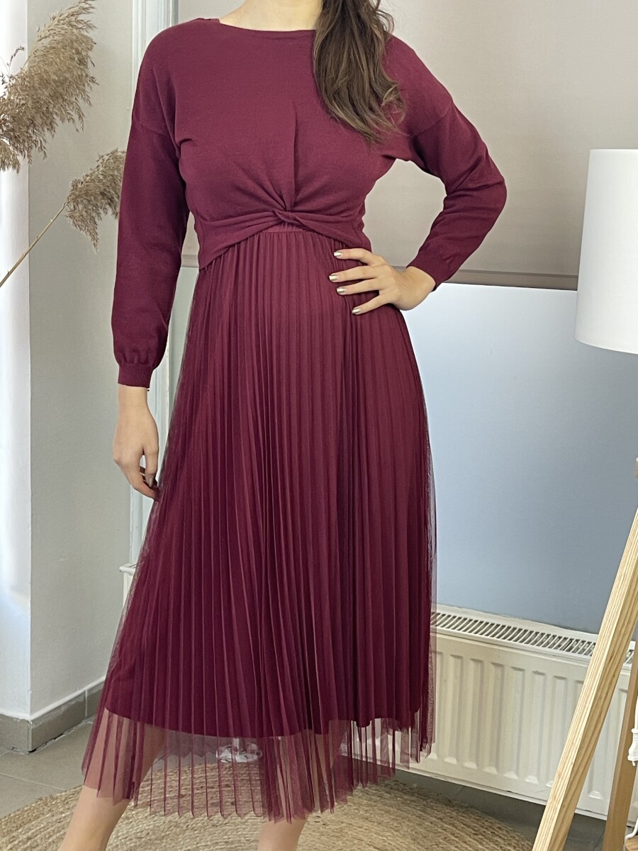 Kétrészes maxi ruha - bordó - Kép 4