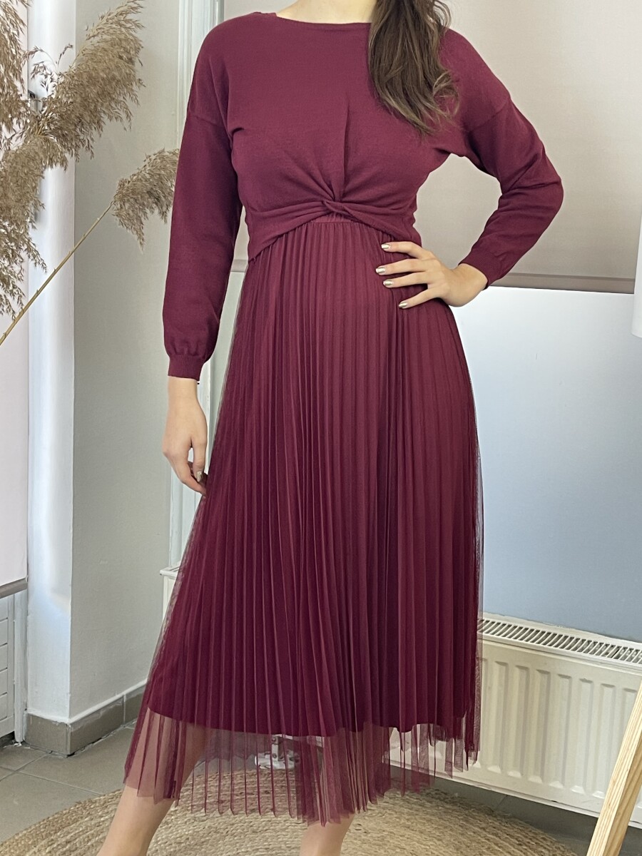 Kétrészes maxi ruha - bordó - Kép 9