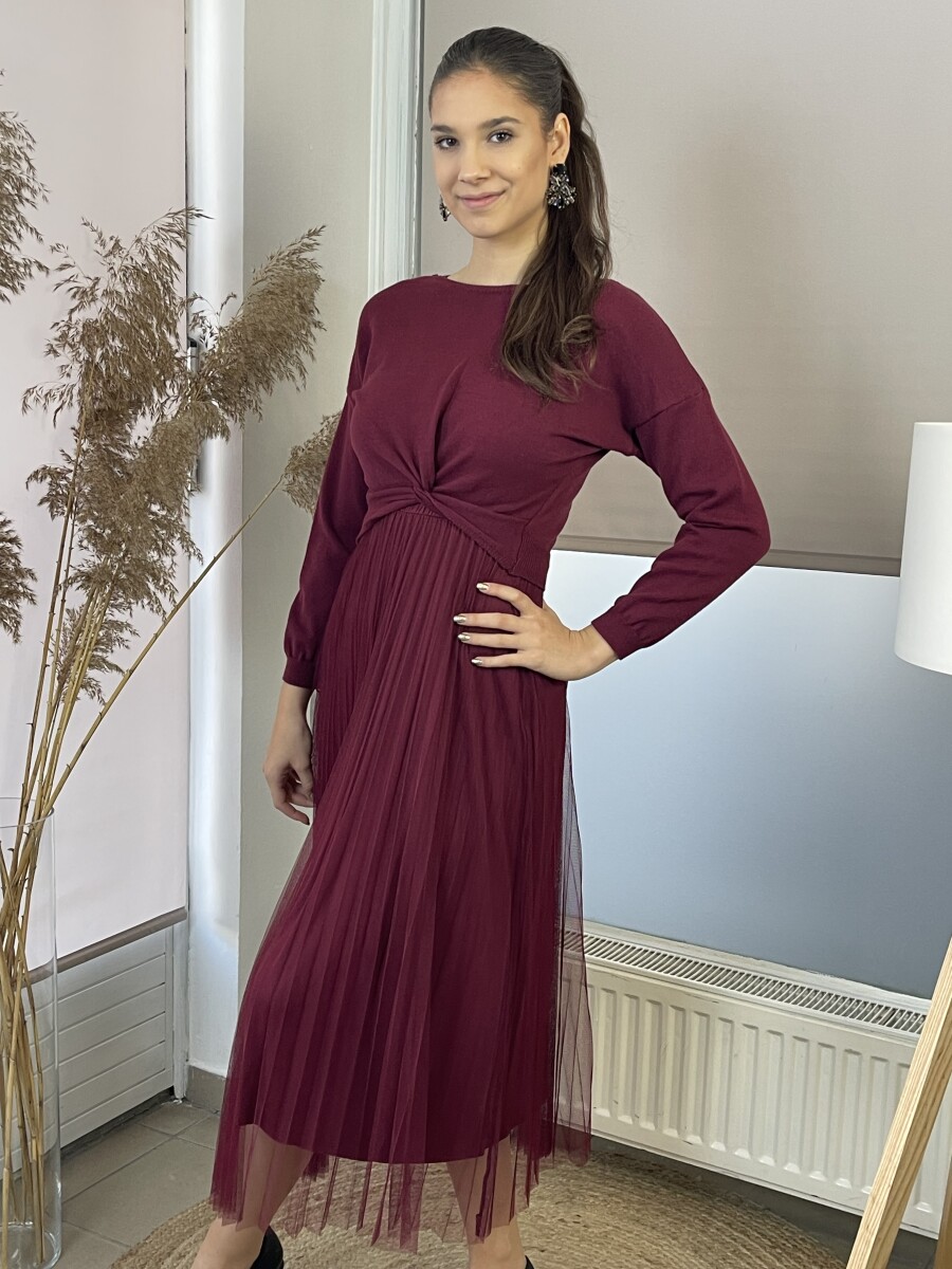 Kétrészes maxi ruha - bordó - Kép 2