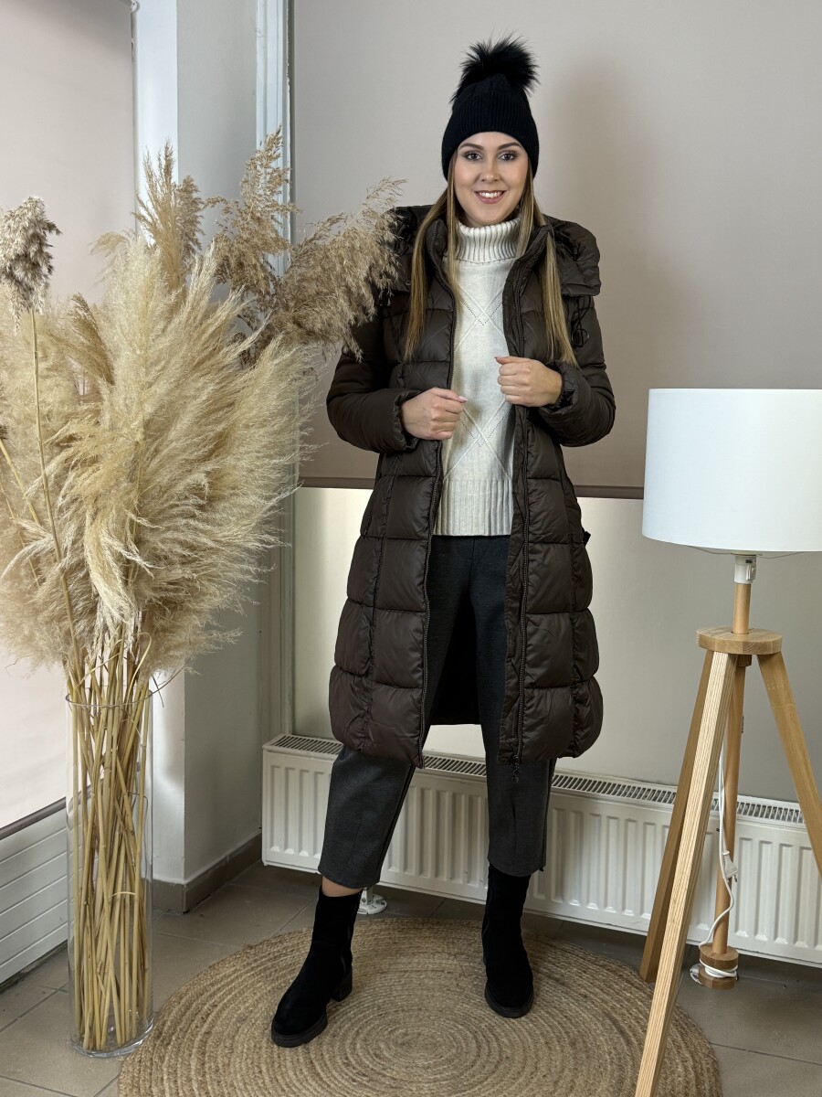 Steppelt maxi télikabát - barna - Kép 4