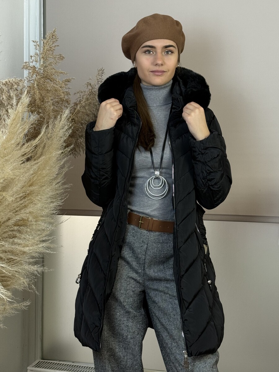 Steppelt öves télikabát - fekete - Kép 15