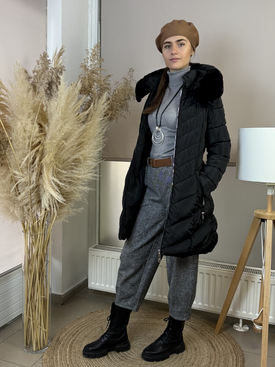 Steppelt öves télikabát - fekete - Kép 22
