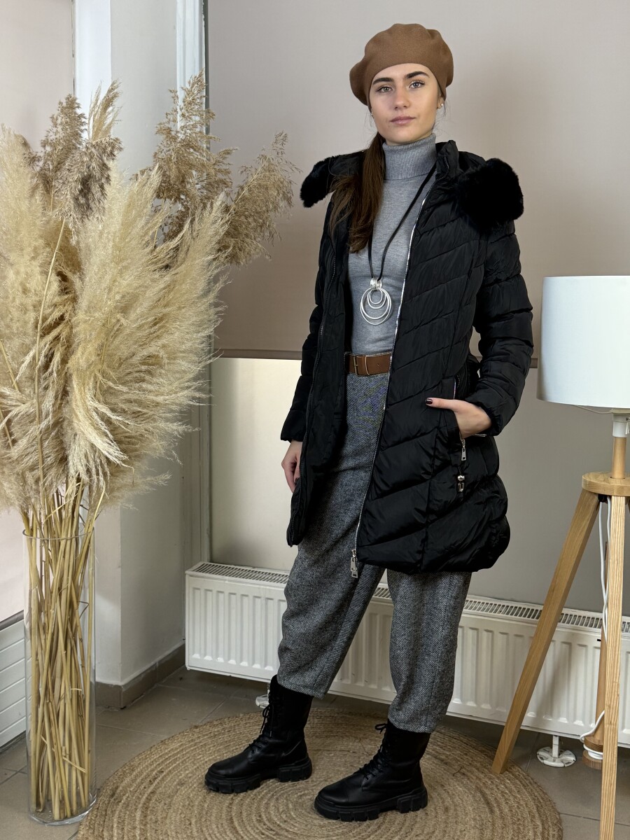 Steppelt öves télikabát - fekete - Kép 13