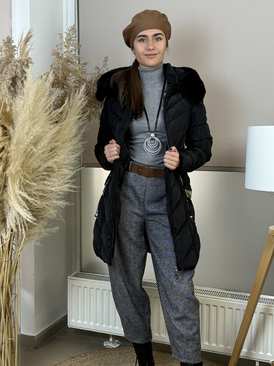 Steppelt öves télikabát - fekete - Kép 14