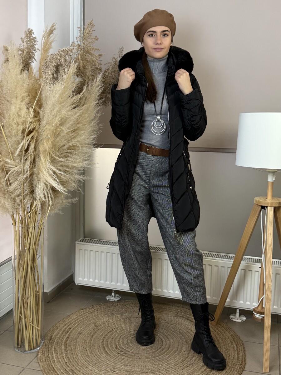 Steppelt öves télikabát - fekete - Kép 20