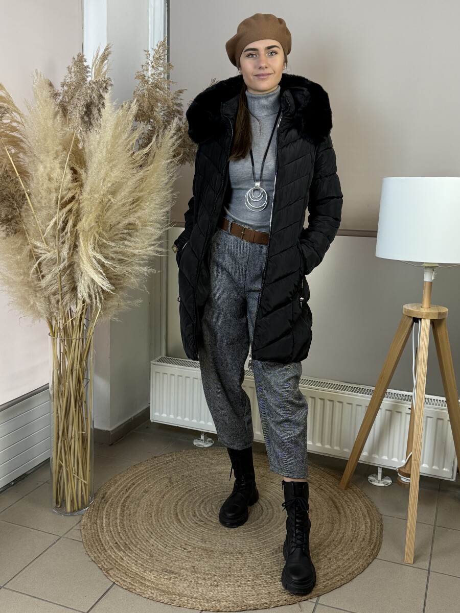 Steppelt öves télikabát - fekete - Kép 21