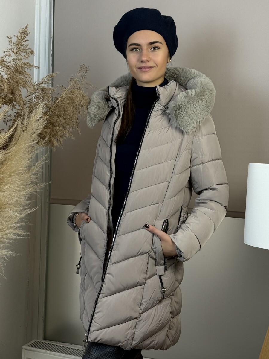 Steppelt öves télikabát - homok - Kép 13