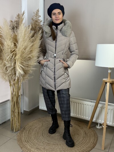 Steppelt öves télikabát - homok