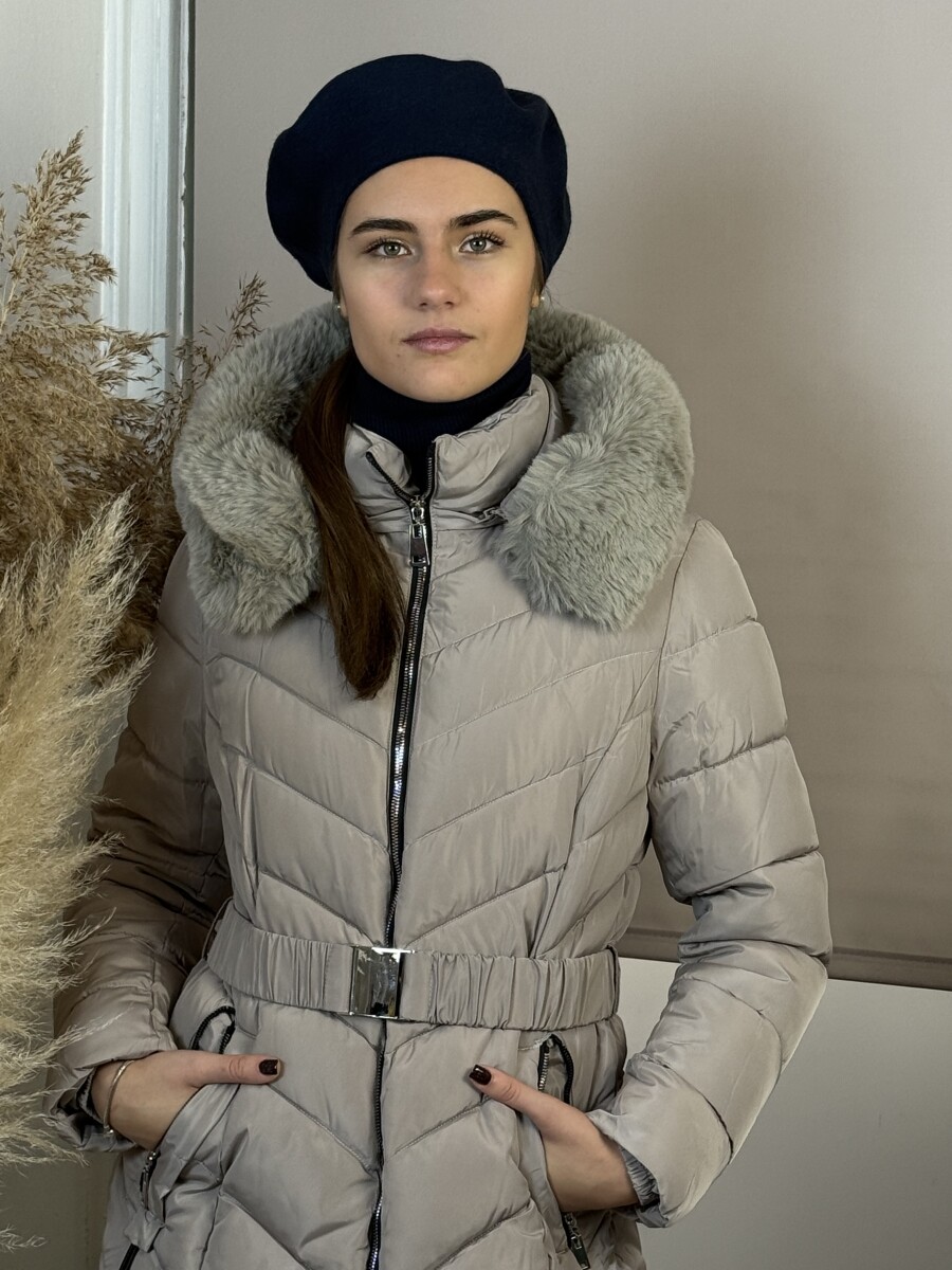 Steppelt öves télikabát - homok - Kép 8