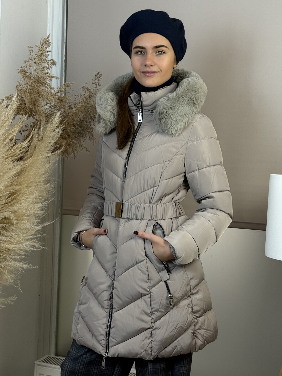 Steppelt öves télikabát - homok - Kép 10