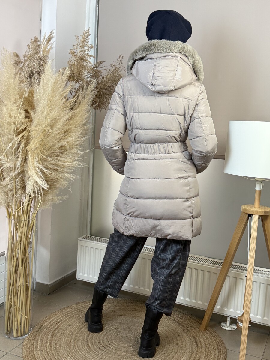 Steppelt öves télikabát - homok - Kép 12