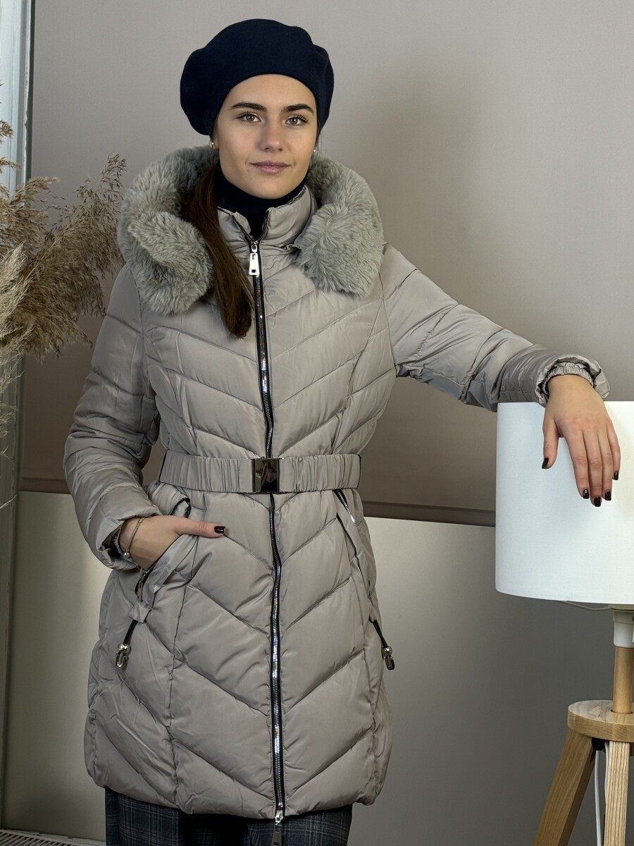 Steppelt öves télikabát - homok - Kép 19