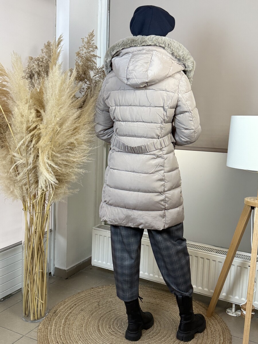 Steppelt öves télikabát - homok - Kép 15