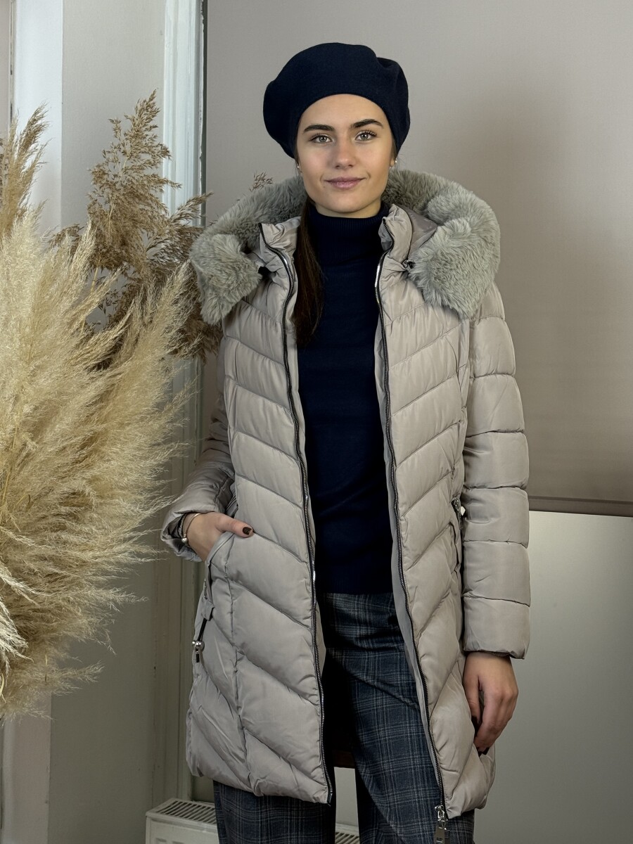 Steppelt öves télikabát - homok - Kép 19