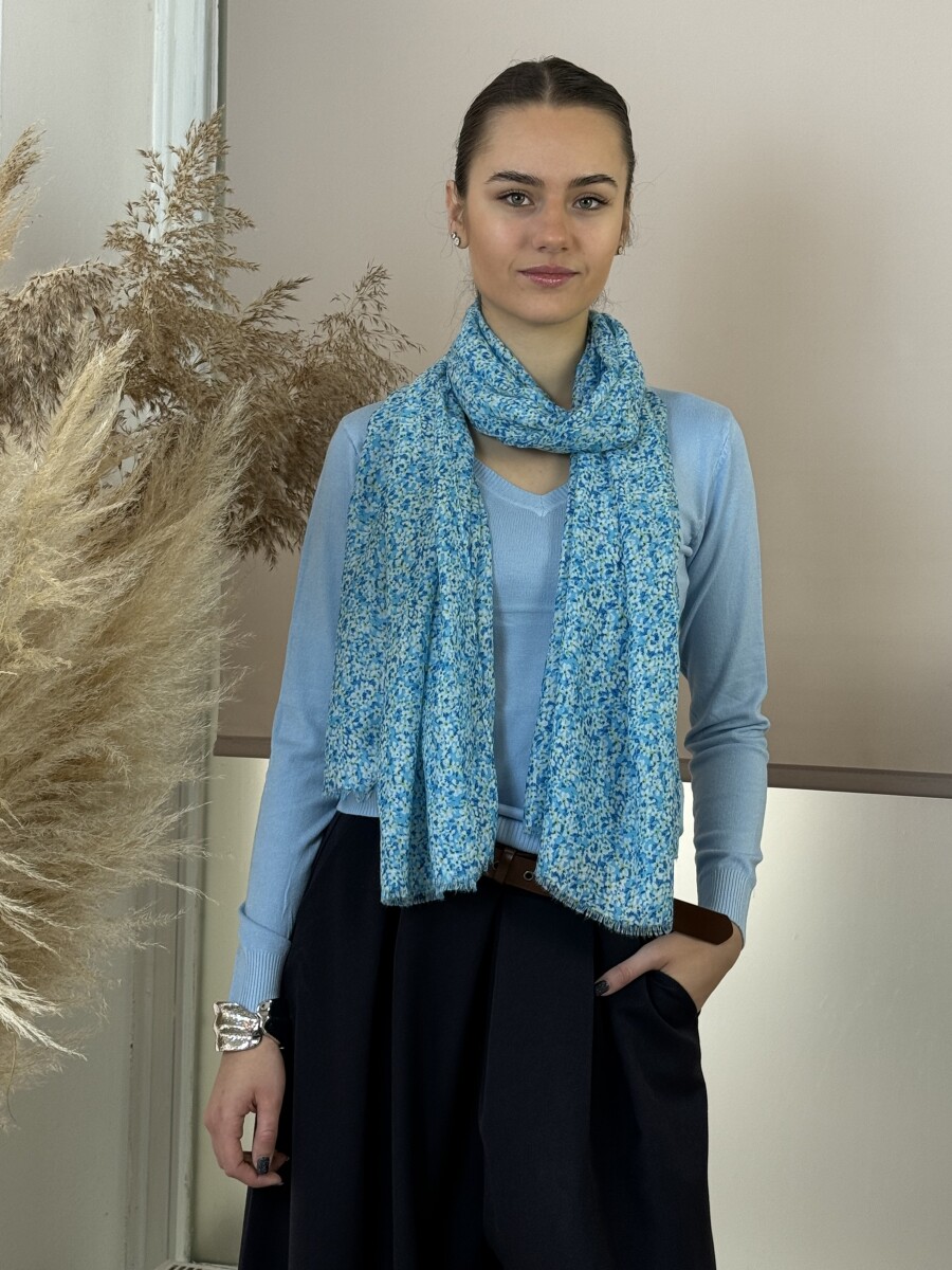 Passzés V nyakkivágású pulóver - világoskék - Kép 5