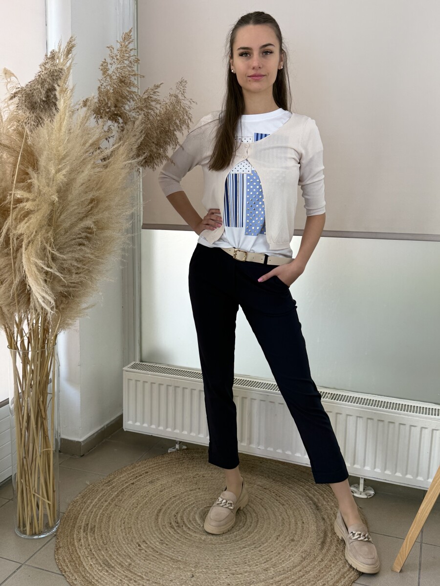 Vékony gombos boleró - bézs - Kép 10