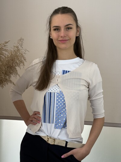 Vékony gombos boleró - bézs