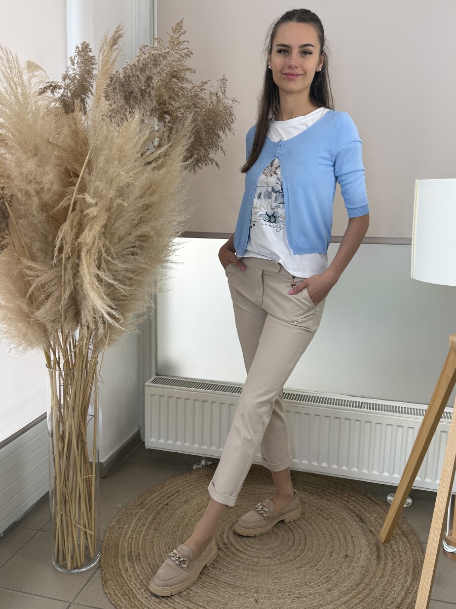 Vékony gombos boleró - világoskék - Kép 9