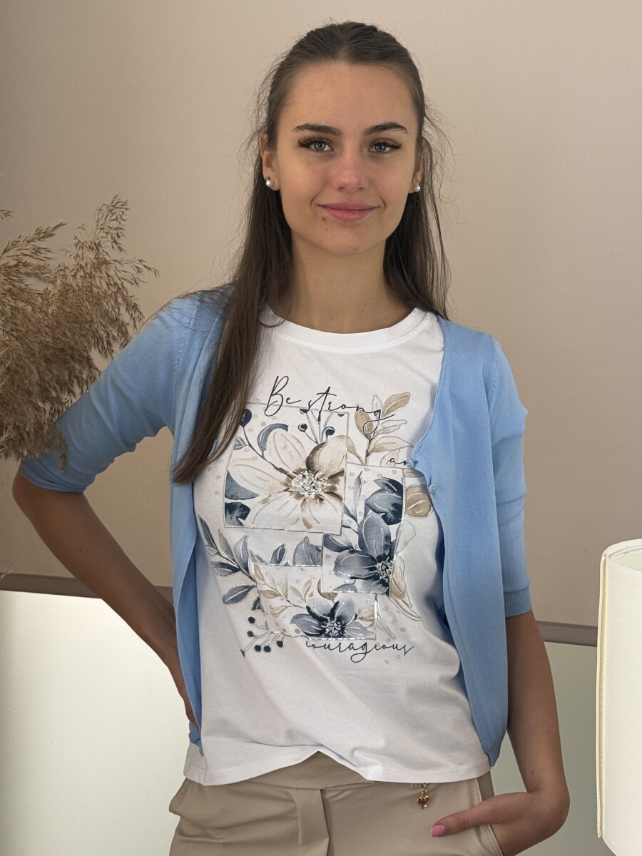 Vékony gombos boleró - világoskék - Kép 3