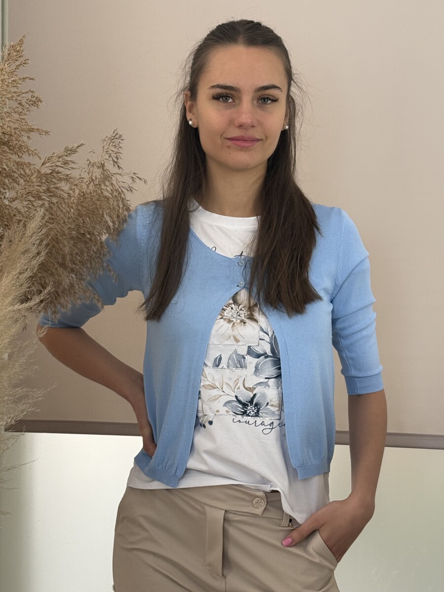 Vékony gombos boleró - világoskék - Kép 11